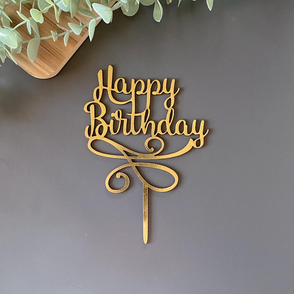 Happy Birthday Classic Gold Cake Topper