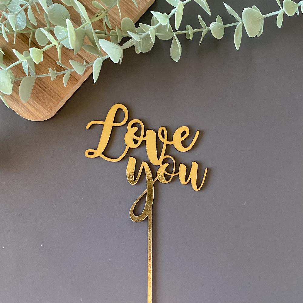 Love you Gold Cake Topper